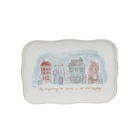 Stoneware Platter with Village Christmas Scene