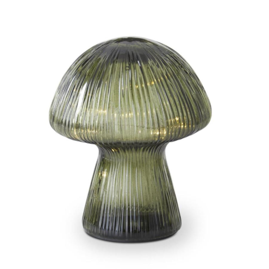 Green Glass LED Mushroom with Timer