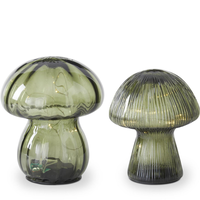 Green Glass LED Mushroom with Timer