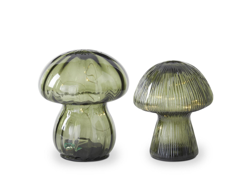  K & K Interiors Inc Green Glass LED Mushroom with Timer 