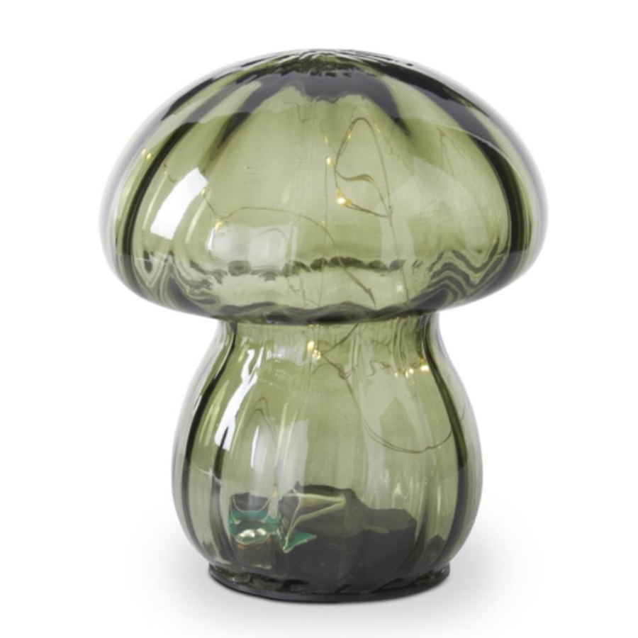 Green Glass LED Mushroom with Timer