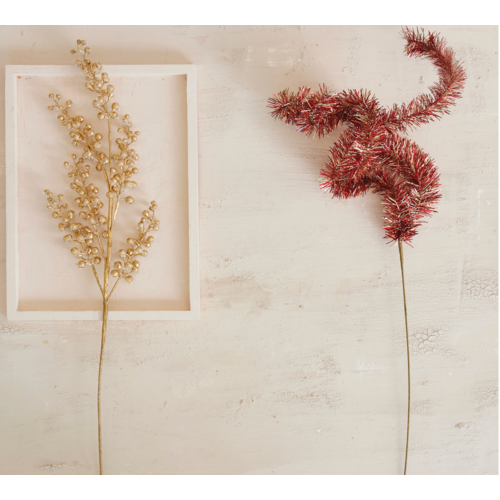  Creative Co-Op 20"H Tinsel Stem Red and Gold 