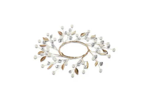  3.5" Pearl & Gold Leaf Candle Ring 