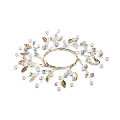  3.5" Pearl & Gold Leaf Candle Ring 