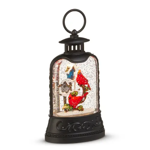  8" Cardinal & Birdhouse Lighted Water Lantern 