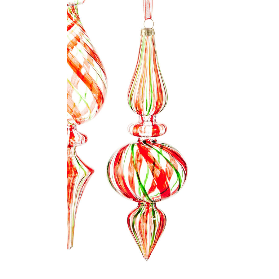 Glass Tricolor Spiral Finial Orn