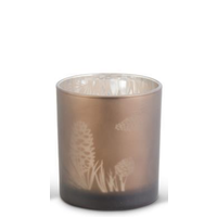 Frosted Brown Glass Container with Pinecone Pattern