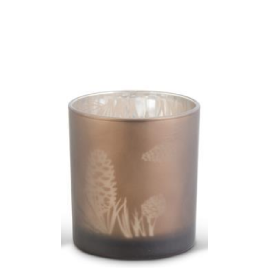 Frosted Brown Glass Container with Pinecone Pattern