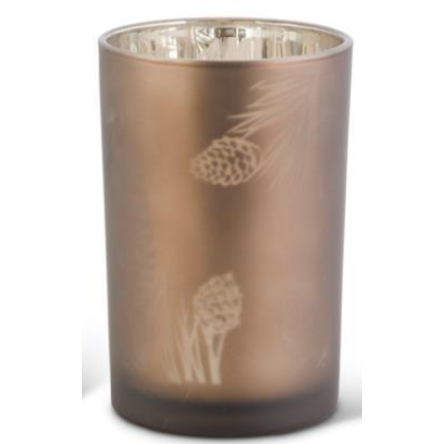 Frosted Brown Glass Container with Pinecone Pattern