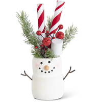 8.75" Marshmallow Snowman with Peppermint Stick