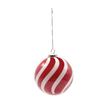 Creative Co-Op Hand-Blown Glass Ball Ornament with Stripes Red and White