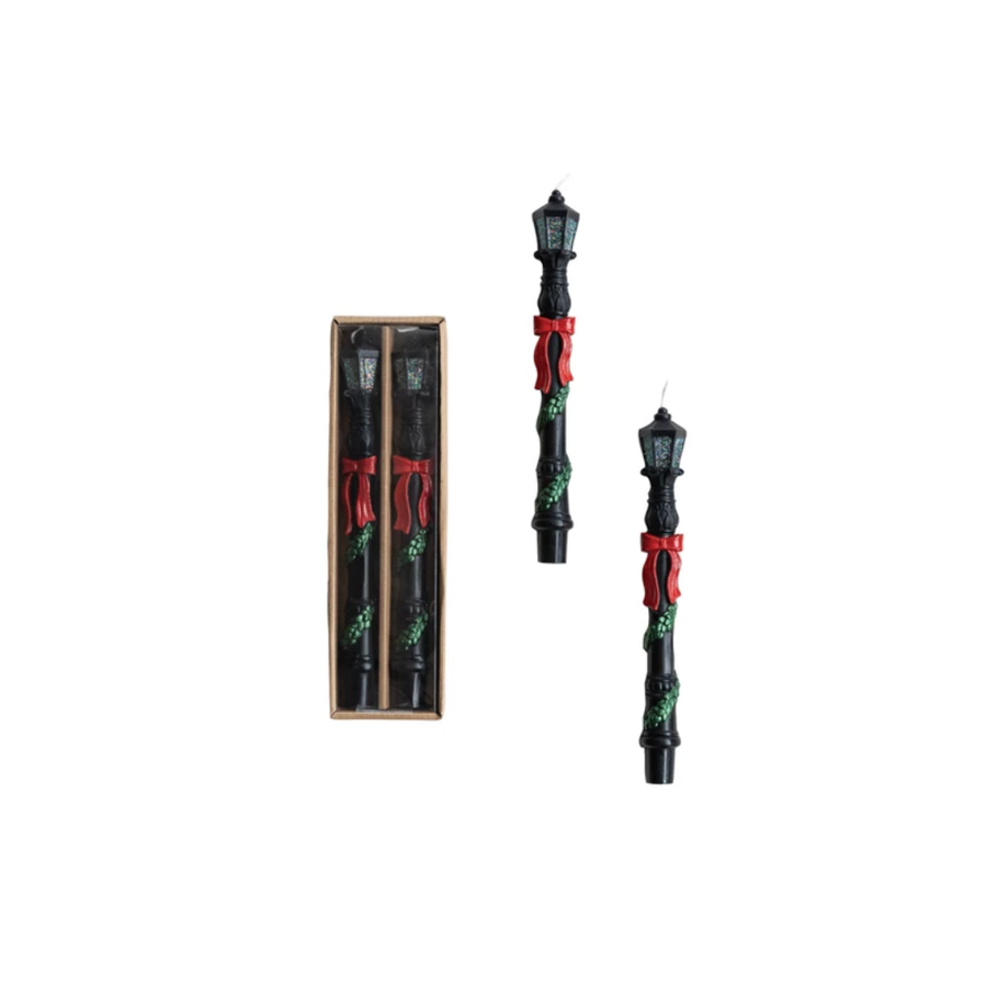 Lamp Post Shaped Taper Candles in Box  Set of 2