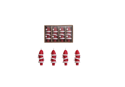  Creative Co-Op Santa Hat Shaped Shaped Bottle Taper Candles in Box  Set of 4 