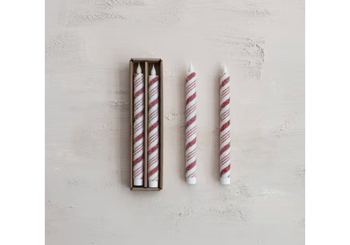  Creative Co-Op Red / White LED Taper Candles with Timer Boxed Set of 2 