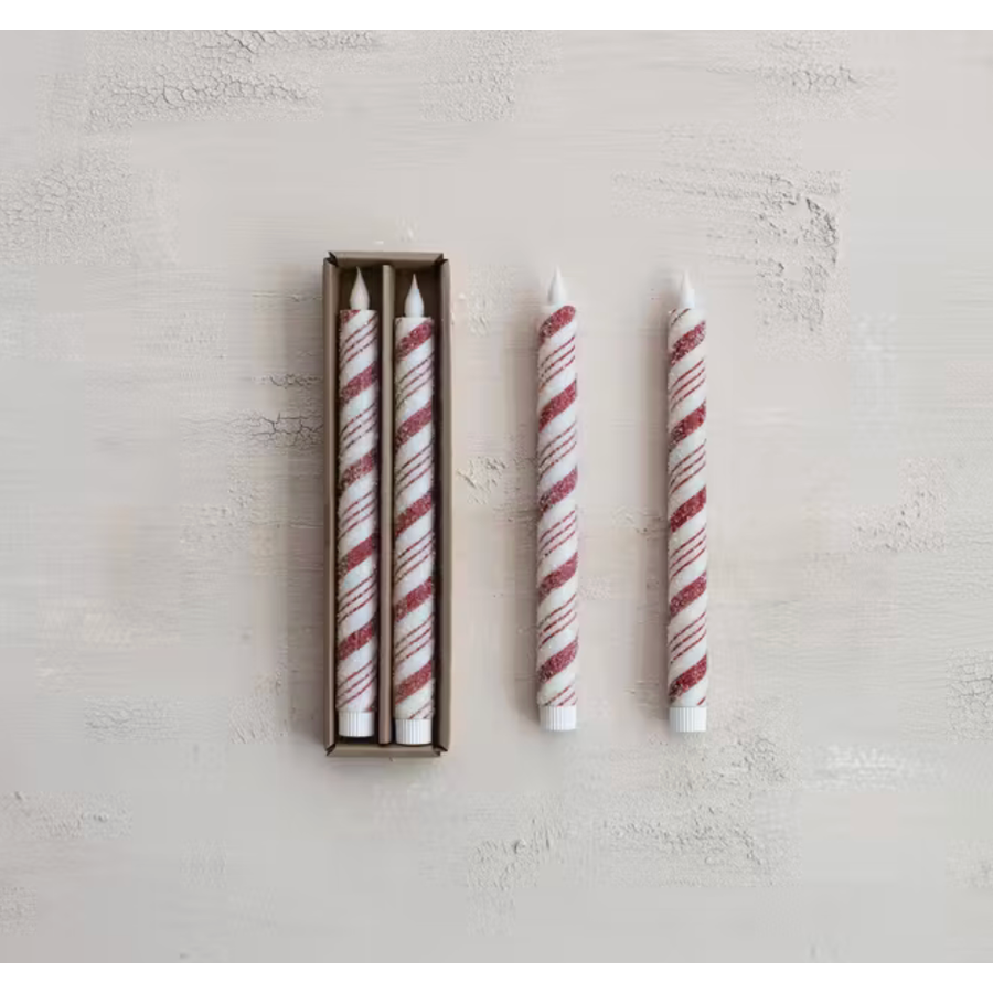Red / White LED Taper Candles with Timer Boxed Set of 2