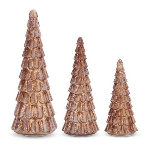  K & K Interiors Inc Frosted Copper LED Mercury Glass Tree with Timer 