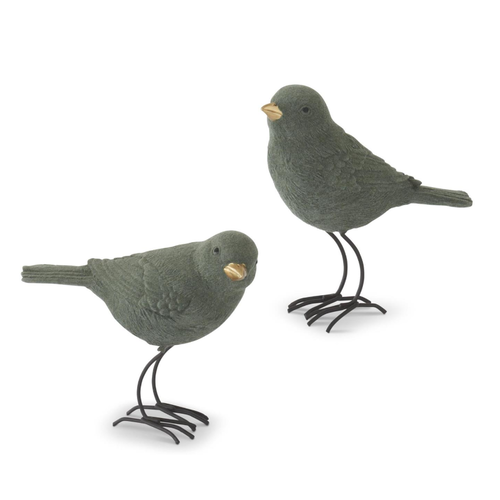  K & K Interiors Inc Green Velvet Bird with Gold Beak 