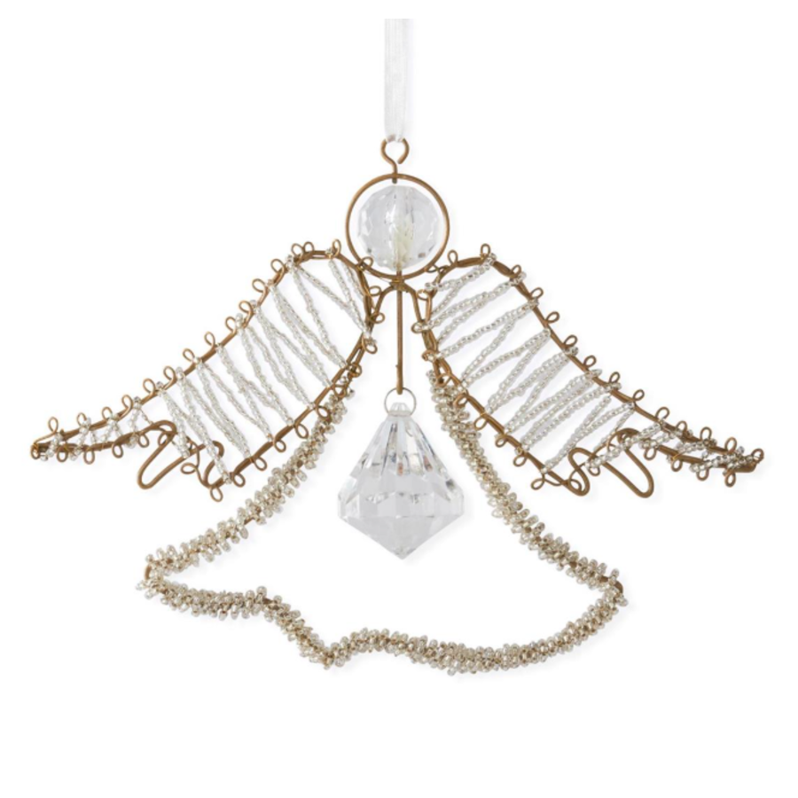 Seed Bead Wire Angel Ornament with Rhinestone