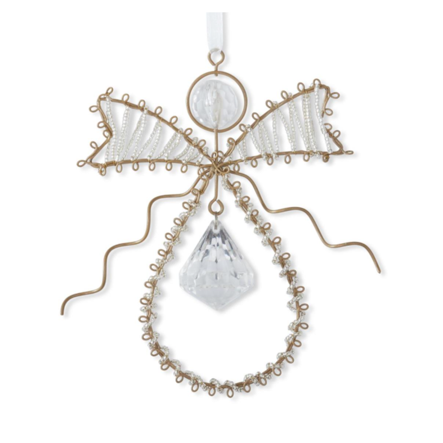 Seed Bead Wire Angel Ornament with Rhinestone