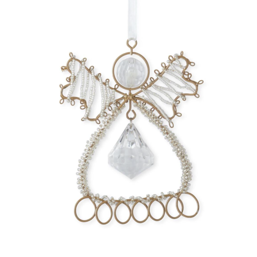 Seed Bead Wire Angel Ornament with Rhinestone