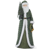 K & K Interiors Inc Santa with Green Coat & Bottle Brush Tree