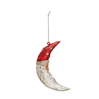 Red/Silver Mercury Glass Santa Moon Ornament