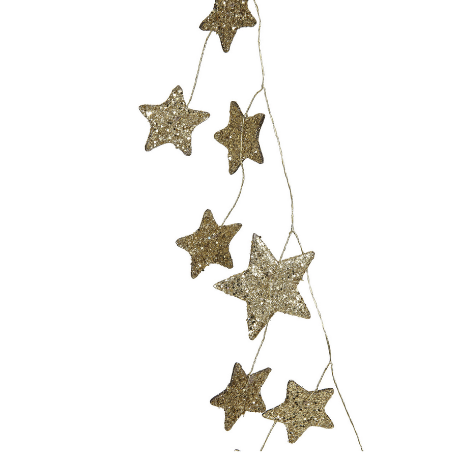Glitter Paper Star Garland Gold
