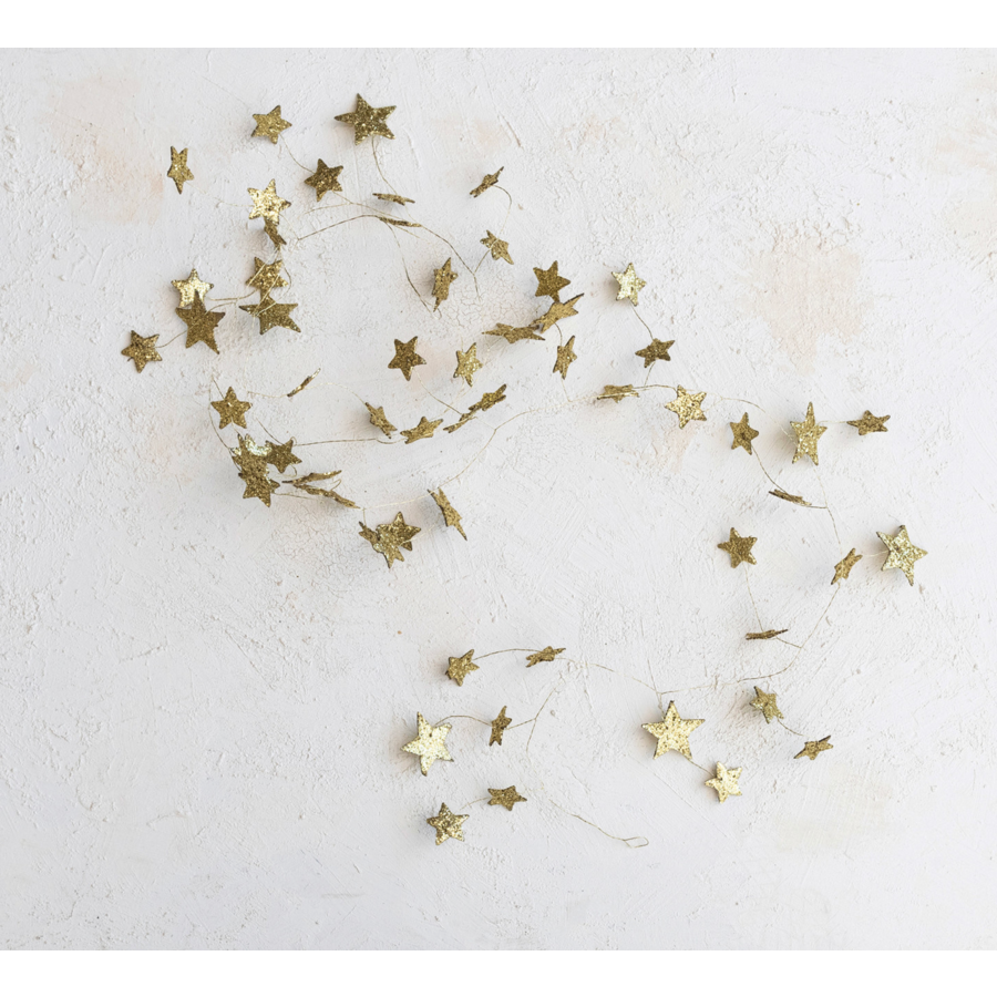 Glitter Paper Star Garland Gold