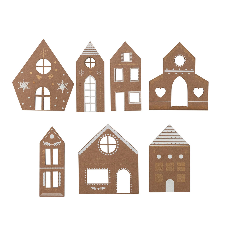 Cardboard Gingerbread House Village Boxed Set of 7