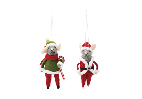  Creative Co-Op Wool Felt Mouse Ornament 