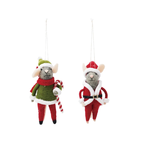  Creative Co-Op Wool Felt Mouse Ornament 