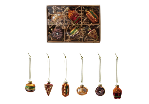  Creative Co-Op Glass Food Ornaments Boxed Set of 6 