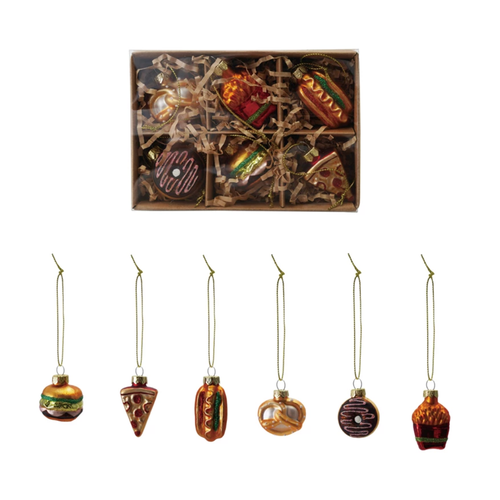  Creative Co-Op Glass Food Ornaments Boxed Set of 6 
