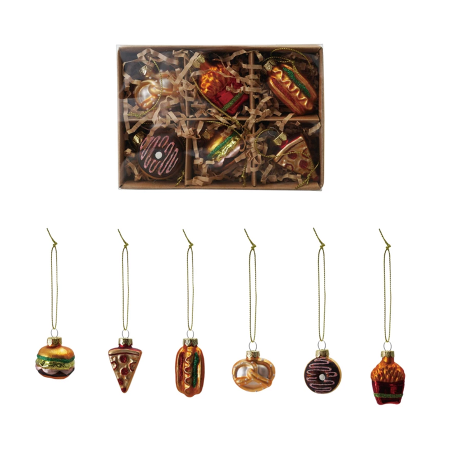 Glass Food Ornaments Boxed Set of 6