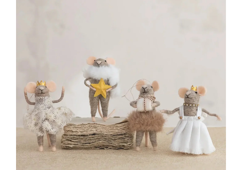  Creative Co-Op Wool Felt Mouse Ornament Party Clothes 