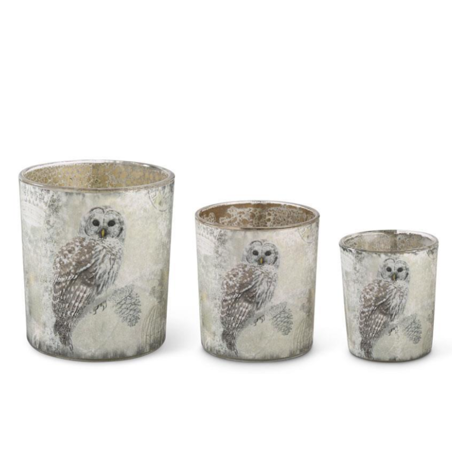 Glass Snowy Owl Container