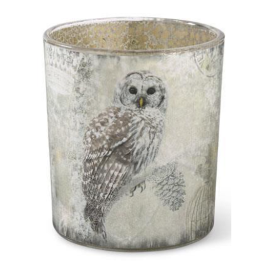 Glass Snowy Owl Container