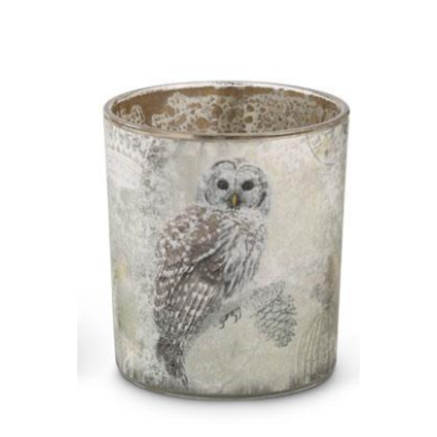 Glass Snowy Owl Container