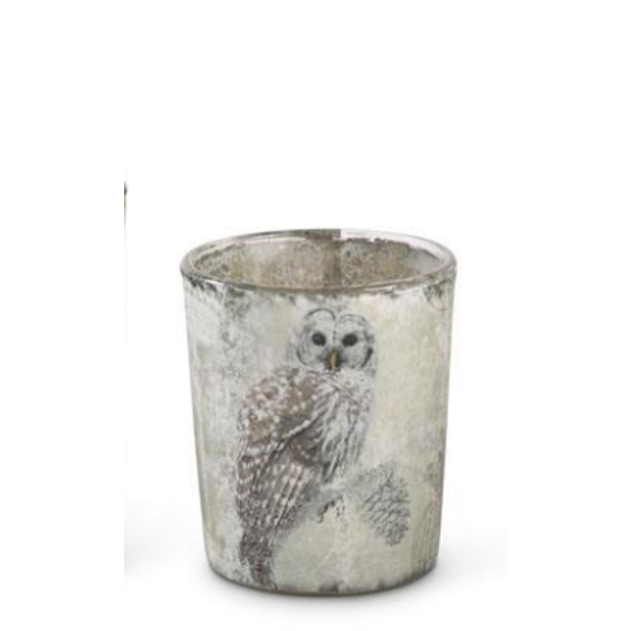 Glass Snowy Owl Container