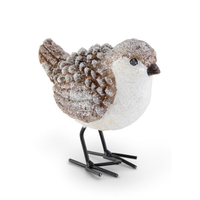 Brown & White Glittered Pinecone Bird