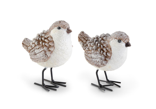  K & K Interiors Inc Brown & White Glittered Pinecone Bird 