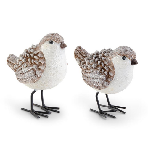  K & K Interiors Inc Brown & White Glittered Pinecone Bird 