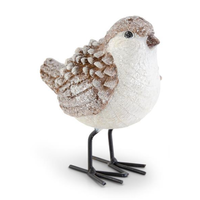 Brown & White Glittered Pinecone Bird