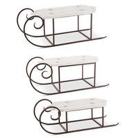 Whitewashed Wood Sled with Rust Colored Runners