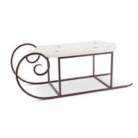 Whitewashed Wood Sled with Rust Colored Runners