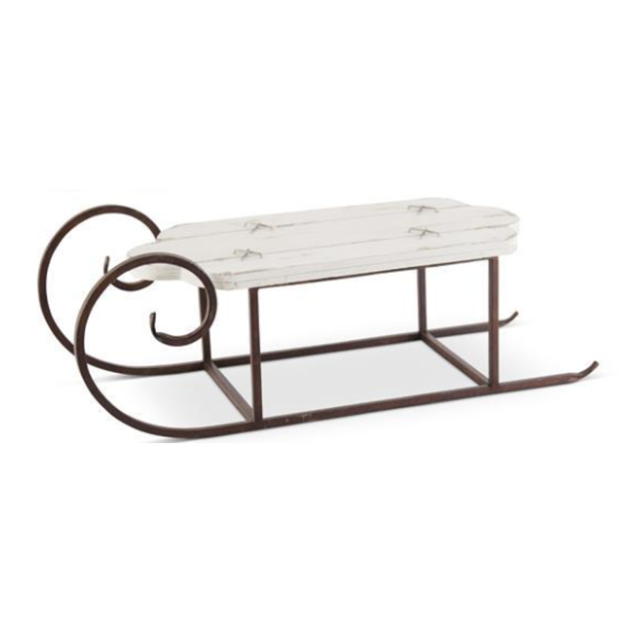 Whitewashed Wood Sled with Rust Colored Runners