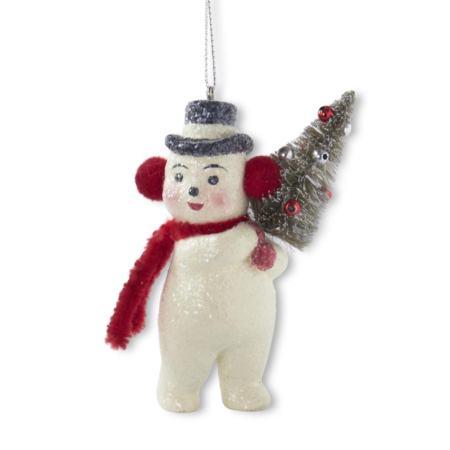 Glittered Snowman Ornament