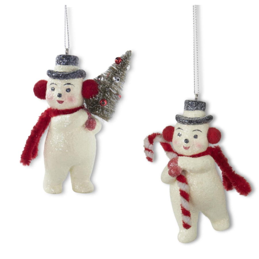 Glittered Snowman Ornament