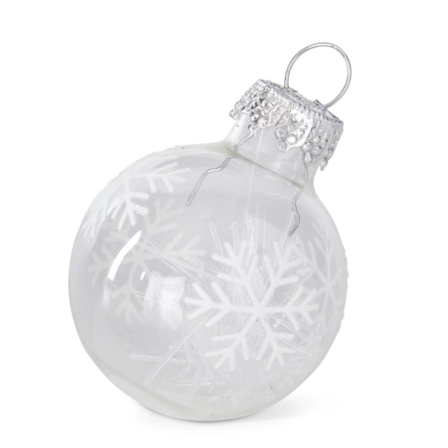 1" Clear Snowflake Glass Ornaments Box of 16