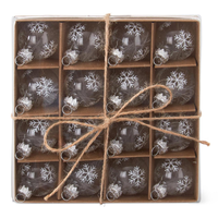 1" Clear Snowflake Glass Ornaments Box of 16